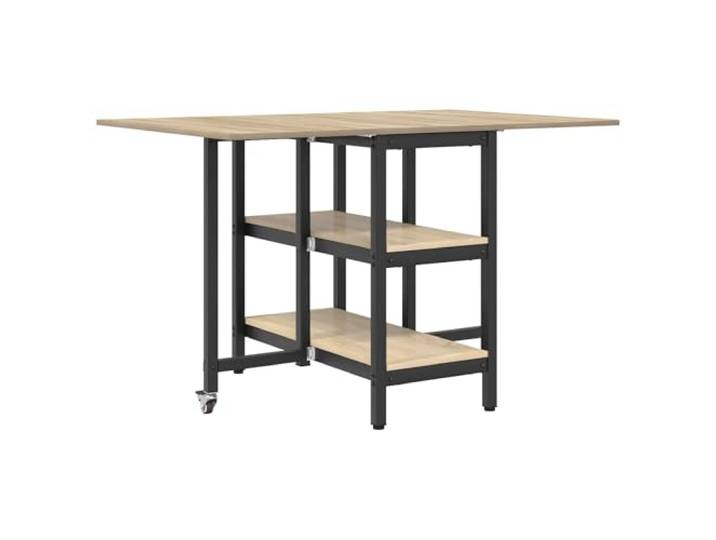 Roanoer Esstisch Ausziehbar 122 x 80 x 76,5 cm Sonoma-Eiche Klapptisch Zwei praktische Regale bieten extra Stauraum in Küche oder Essbereich, mobil und flexibel für spontane Gäste anpassbar.