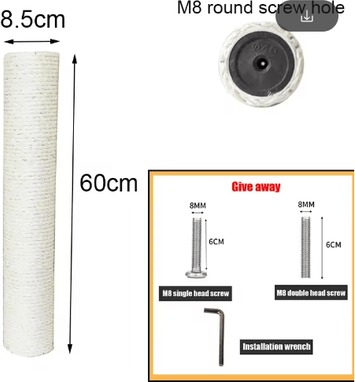 Inspire Picks PVC Sisal Rope Cat Scratching Post Replacement For DIY Cat Trees 60x8.5cm 1 Piece