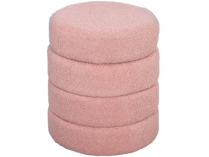 Repose-pied - HOMCOM - tabouret ottoman rond - rembourré en peluche Teddy - pour chambre à coucher entrée - Ø 40 x 45 cm - rose