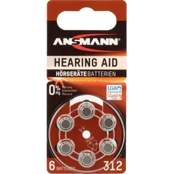 ANS 5013233 - Hörgerätebatterie, Zink-Luft, 7,90x3,60 mm, Aid 312, 6er-Pack