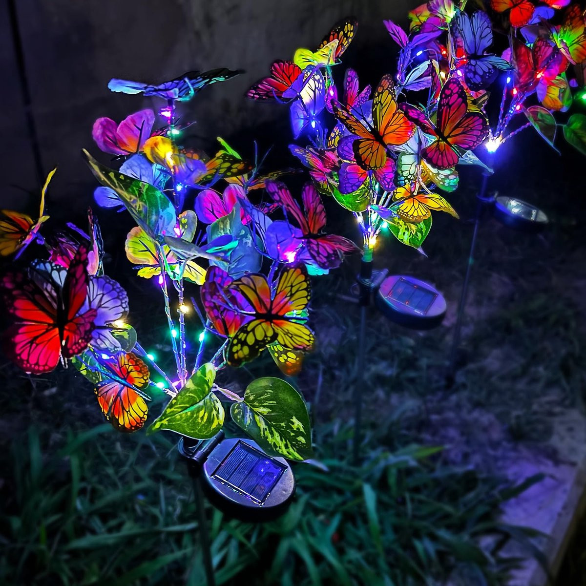 Set van 2 Zonnevlinders voor Tuindecoratie met LED Verlichting