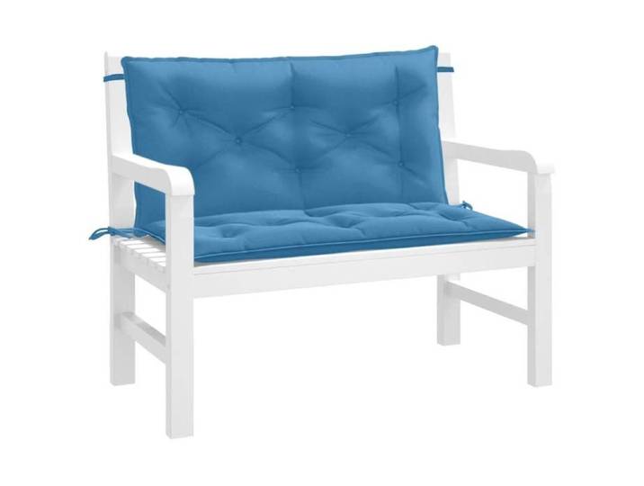 Lot de 2 Coussins de Banc de Jardin Oreillers de Balcon Coussins de Sièges Patio Jardinage Terrasse Extérieur Bleu 4002590