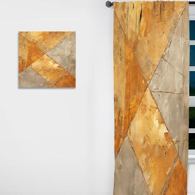 DESIGN ART "Designart ""Gold Abstract Tile Mosaic Charm"" Abstract Tile Curtain - Blackout Abstract Curtain - 1 Panel"