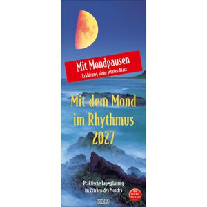 Korsch Mondkalender 222127, Mond-Planer, Jahr 2027, Streifenkalender, 1 Monat = 1 Seite, 19 x 48 cm