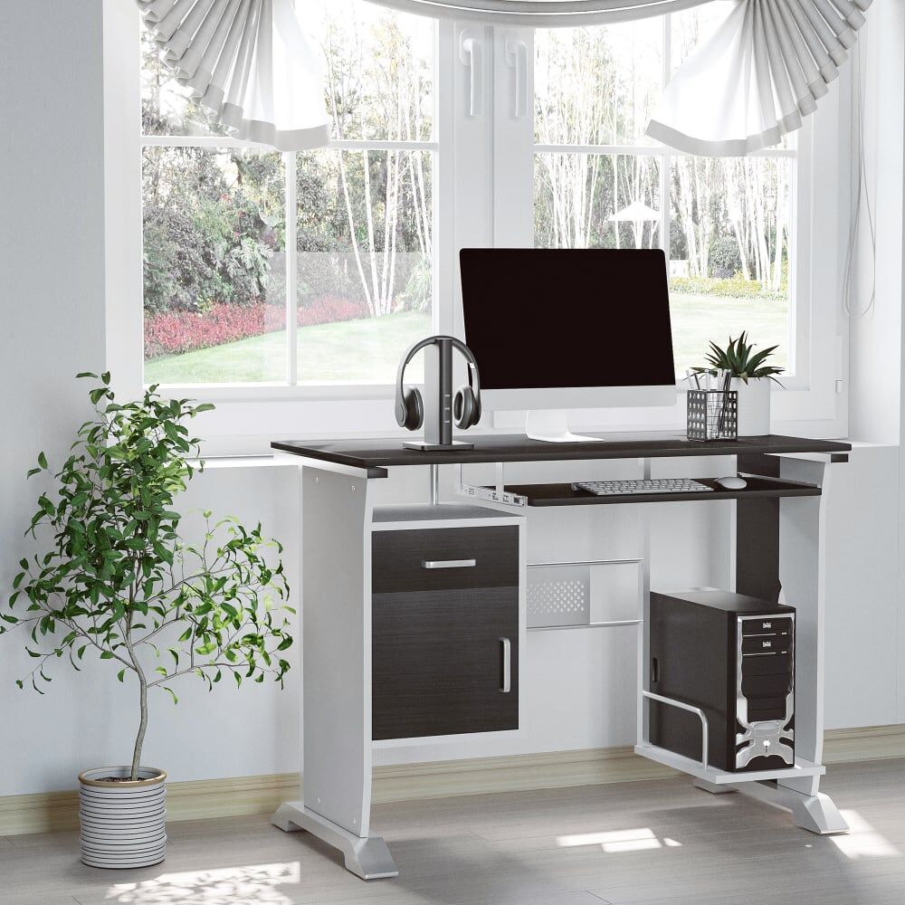 Homcom Bureau informatique 100x52x75 cm métal brun noir et blanc Multicolore 100x75x52cm