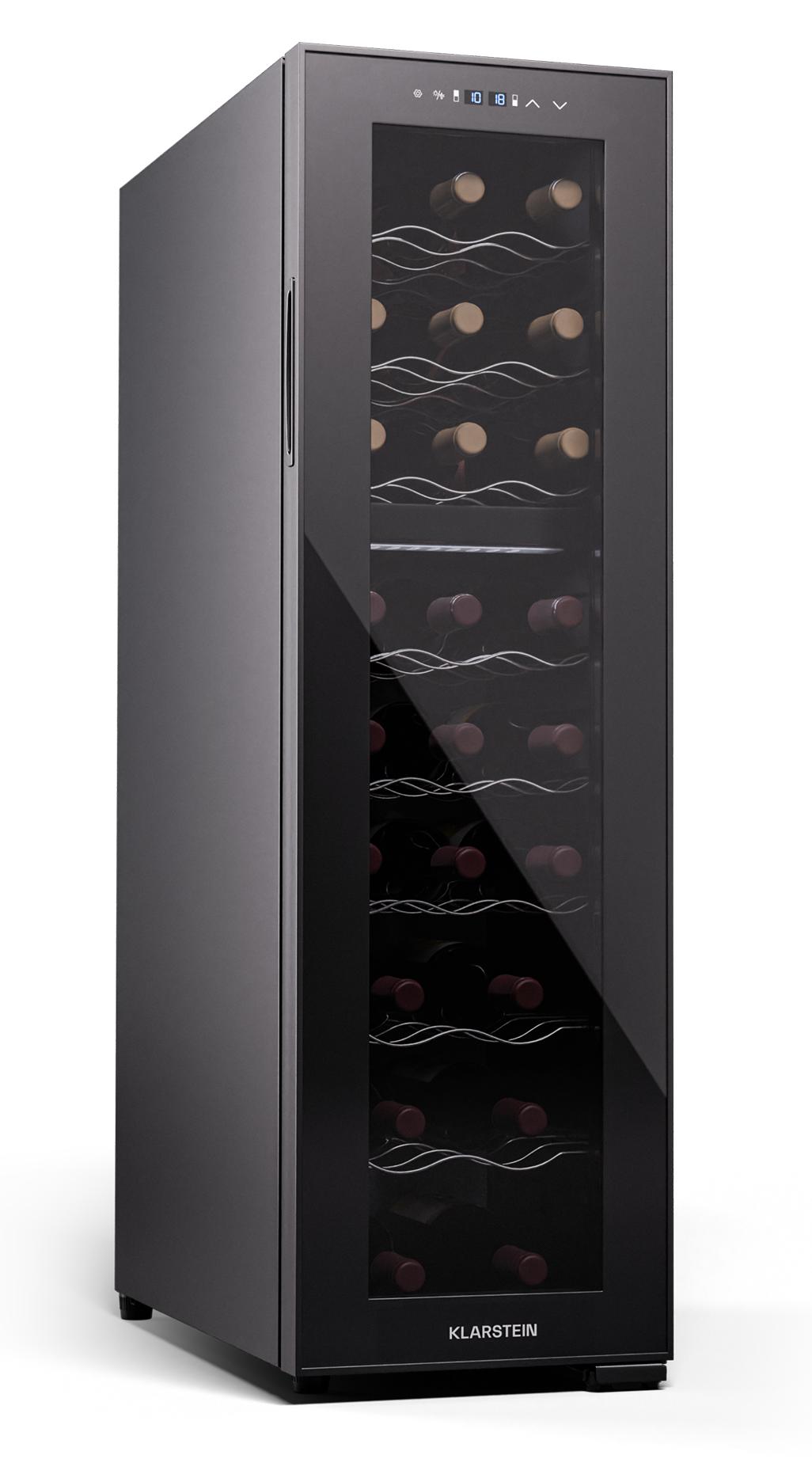 Klarstein Freistehender Weinkühlschrank 2 Zonen, Getränkekühlschrank Klein, Kleiner Weinschrank, Wein-Kühlschrank Klein mit Glastür, Indoor/Outdoor Flaschenkühlschrank, Wine Fridge, 24 Flaschen