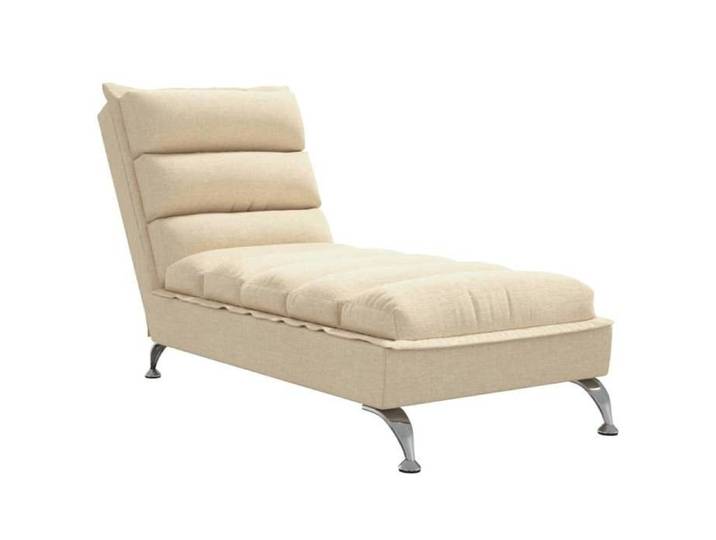Promo février  CHIC Fauteuil long-Chaise longue JILL 1 PLACE avec coussins crème tissu 133.5x56x74 cm CCC3236