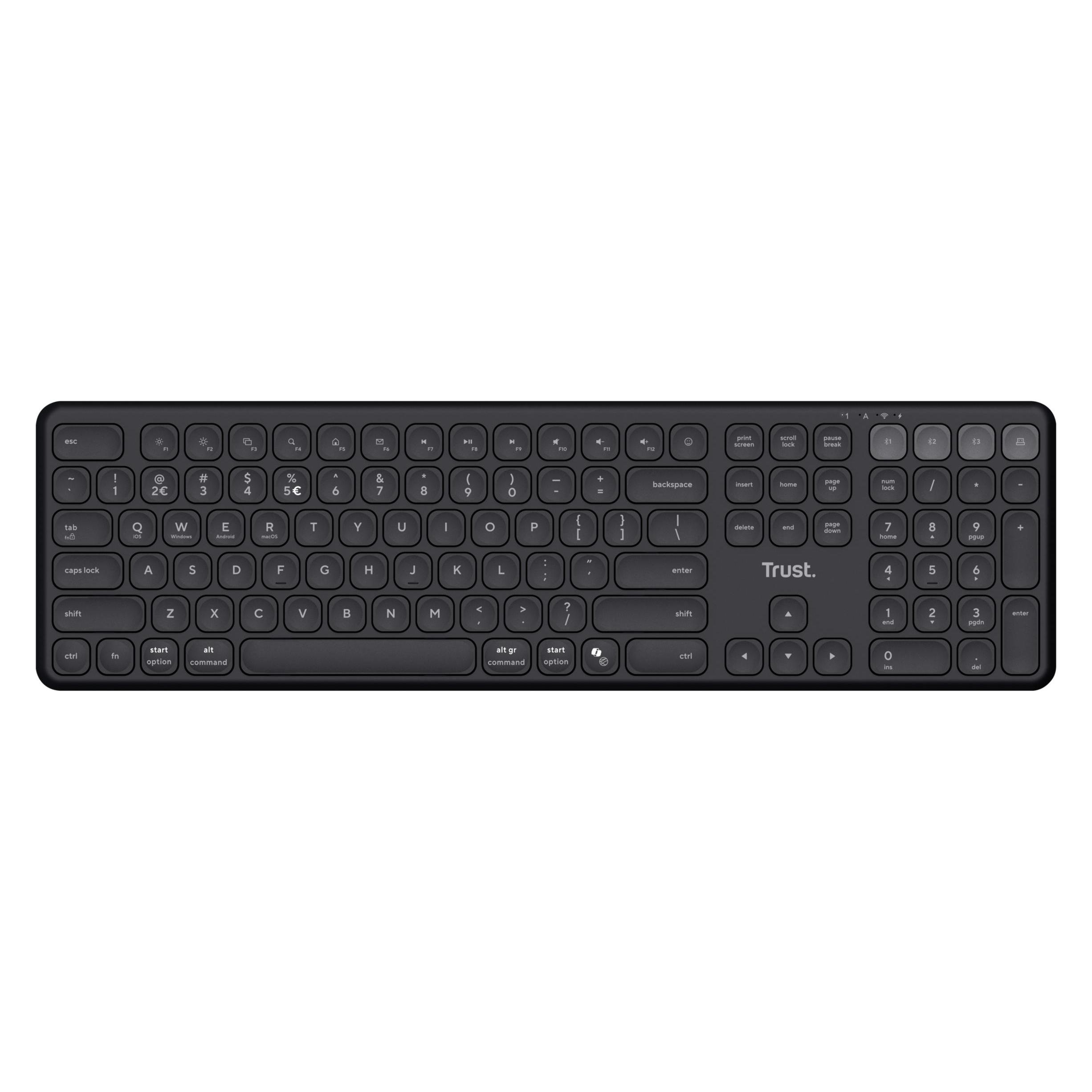 Trust Vaiya Kabellose Tastatur für mehrere Geräte - Schwarz DE (DE, Kabellos) (25636)