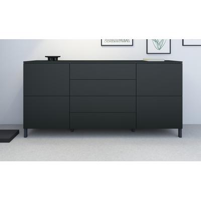 Kommode BORCHARDT MÖBEL "Haama", schwarz (schwarz matt), B:166cm H:80cm T:35cm, Holzwerkstoff, Sideboards, Kommode, Breite 166 cm