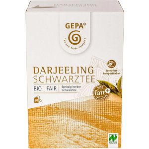 GEPA Tee Darjeeling, fairtrade, BIO, Schwarzer Tee aus Indien, 40 g, 20 Beutel