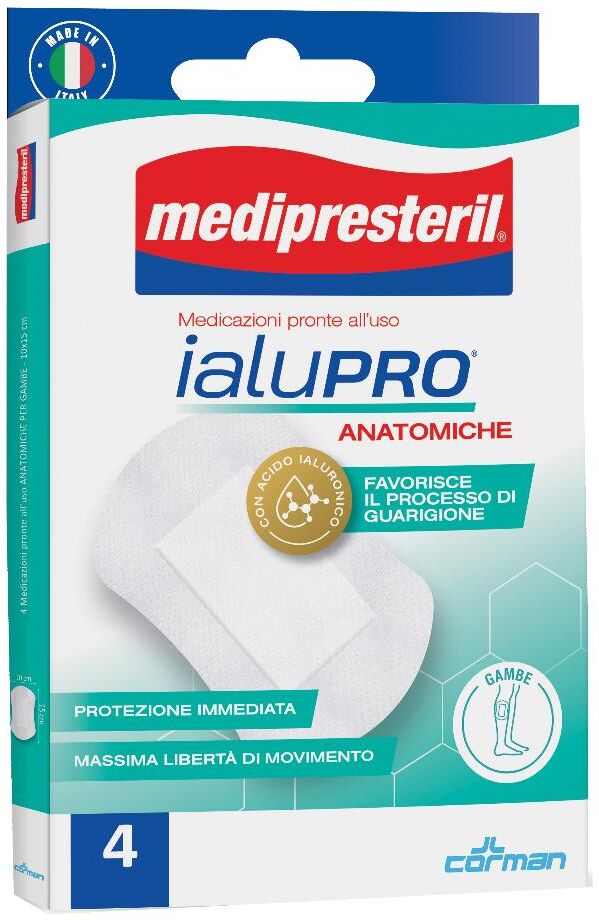 CORMAN SpA Medipresteril Ialupro Medicazioni Anatomiche per Gambe 10x15cm - Confezione da 4 Pezzi