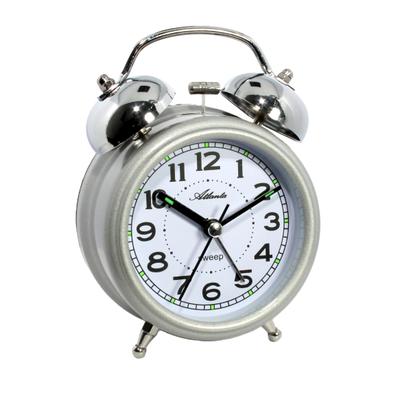 Glockenwecker ATLANTA, silber (silberfarben), Wecker, Quarzwecker, Beleuchtung, schleichende Sekunde, Geschenkidee