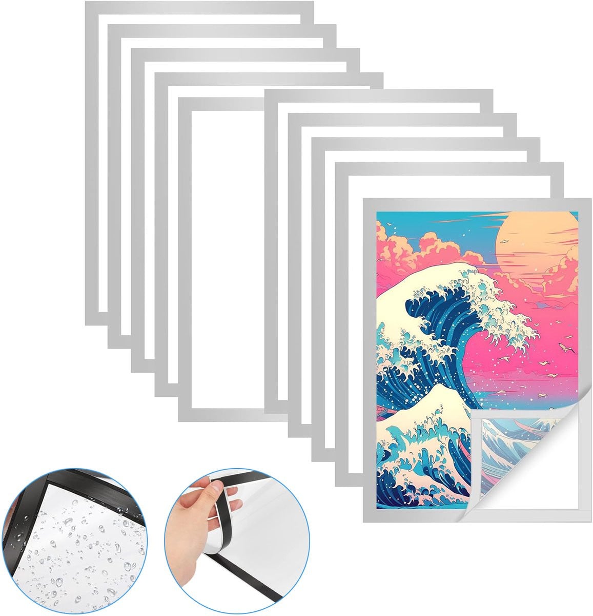 10 Stuks A4 Magnetische Fotolijstjes - Zelfklevende Magneet Posterlijstjes voor A4-papier