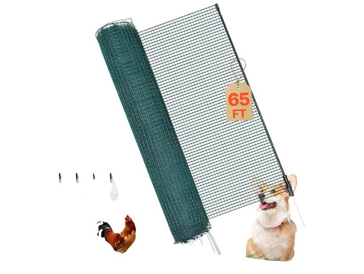Clôture de délimitation VEVOR 20 x 1\,2 m\, clôture de pâturage en PE\, clôture mobile pour chiens avec piquets à double pointe et cordes de tension\, clôture pour poules\, clôture de jardin\, clôture de camping pour chiens\, poules\, plantes et espaces extérieurs