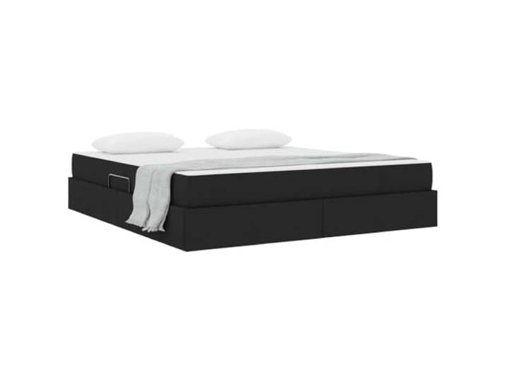 KTHLBRH Boxspringbett 160 x 200 cm mit Matratze schwarz Hydraulisches Heben, Metallgestell, großer Behälter, starre Latten