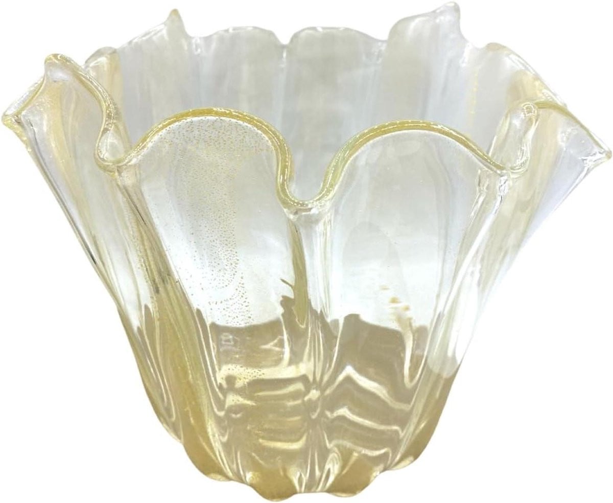 Handgemaakte Murano Glas Vaas - Decoratie voor in huis - Diameter: 20 cm, Hoogte: 19 cm