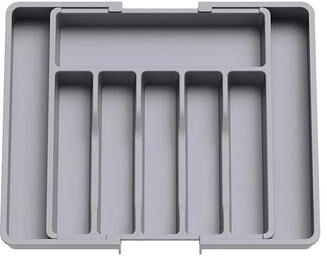 Uplift Essentials Expandable Cutlery And Silverware Drawer Organizer With Sliding Cover gray