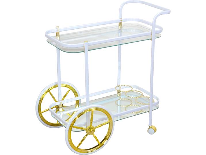 Servierwagen HOME AFFAIRE, weiss (weiß), B:69cm H:75cm T:43cm, Metall, Rollwagen, Servierwagen