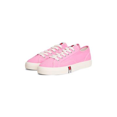 Plateausneaker TOMMY JEANS "ARCHIVE Y2K", Damen, Gr. 38, pink (rosa), Textil, unifarben, Schuhe Plateausneaker, Freizeitschuh, Halbschuh, Schnürer im Retro-Look mit Label im Plateau
