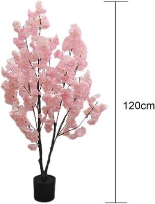 YUN 120cm Artificial Cherry Blossom Tree, Faux Pink Flower Tree for Indoor Home Office Wedding Valentine Decor