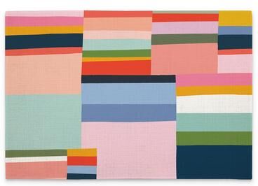 FirstDawn Colorblock 4-Pack Poly-Cotton Blend Placemats Manufactured in The USA Machine Washable Dryer Safe