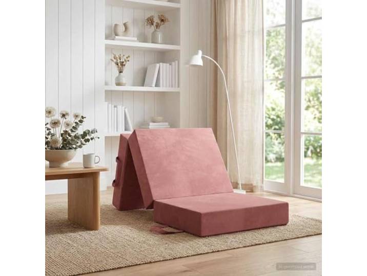 Klappsofa Bett 90 x 63 x 45 cm Rosa Polyesterstoff, Schaumstoffpolsterung, Reißverschlussbezug, manueller Mechanismus, faltbare Bauweise