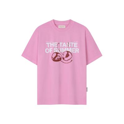 T-Shirt ANOTHER COTTON LAB "Another Cotton Lab Taste of Summer Washed T-Shirt", Damen, Gr. S, pink (washed pink), 100% Baumwolle, bedruckt, normal, Rundhals, Shirts T-Shirt