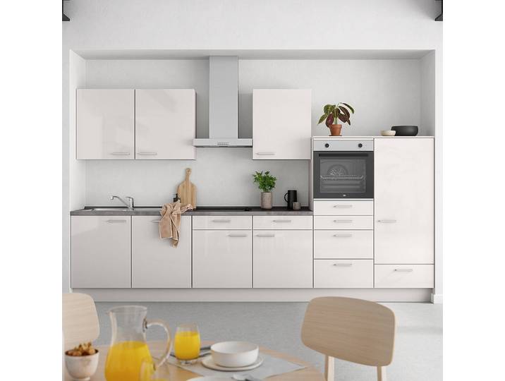 Küchenzeile Low-Line Flash Kombi D 360cm Ausrichtung rechts Grau/Seidengrau Beko