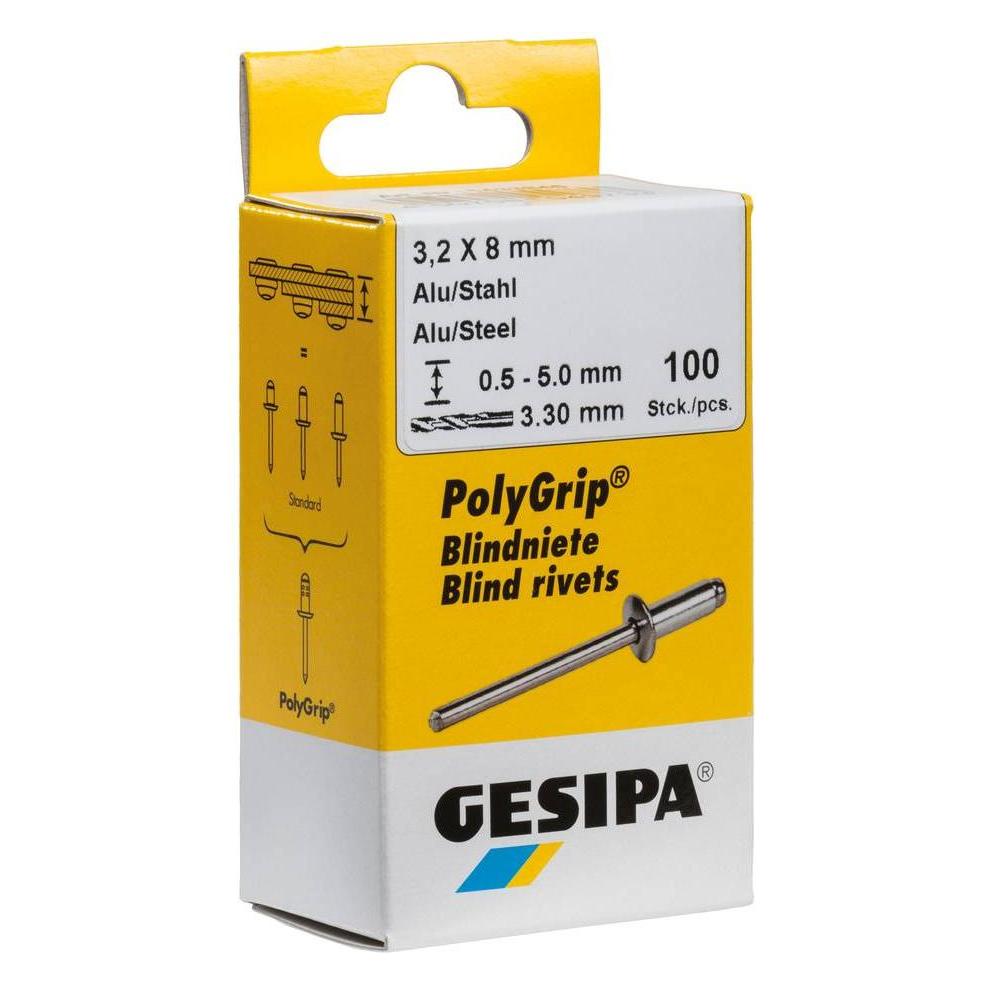 Gesipa Blindniete Stahl/Stahl 3.2x8 mm PolyGrip Mini-Packmit 100 Stück (53197460)