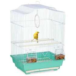 Relaxdays Vogelkäfig mit Sitzstangen Hellblau,Türkis
