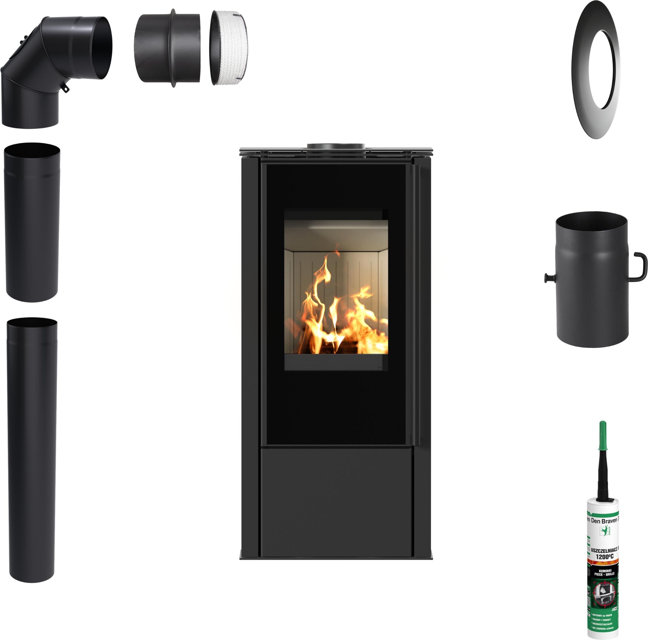 Stahl Kaminofen KRATKI HATI 5,5 kW 150 Mit Montagezubehör