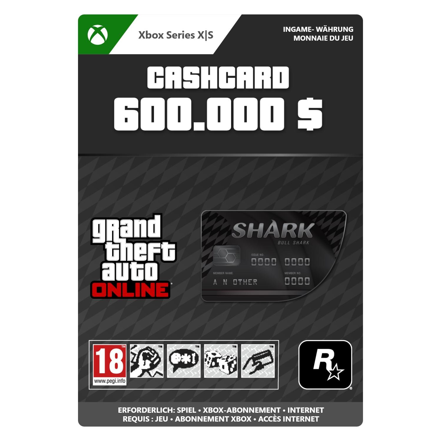 Microsoft Xbox GTA Online Bull Shark Cash Card Xbox Series XS Download Code (7F6-00577)