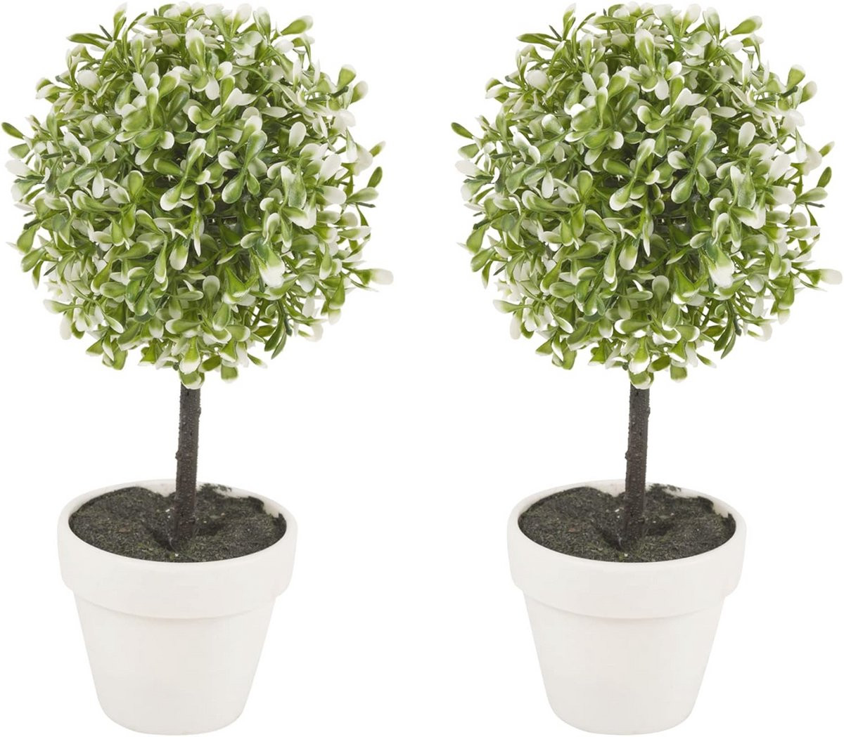 Set van 2 decoratieve kunstmatige bonsai boomplanten, groen, Hoogte: 27 cm