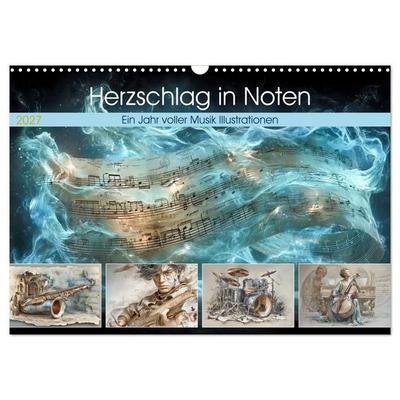 Herzschlag in Noten (Wandkalender 2027 DIN A3 quer), CALVENDO Monatskalender