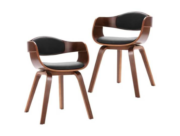 KUTYWEXFM 2er Set Esszimmerstühle aus Bugholz Kunstleder Schwarz Ergonomischer Küchenstuhl mit Armlehne und stabiler Holzkonstruktion für Esszimmer und Wohnbereich.