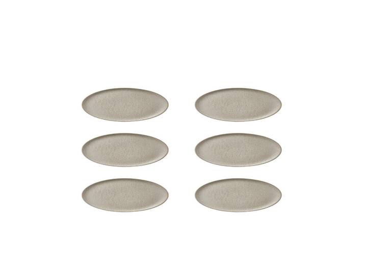 Aida Desserttellerset Raw, Beige, Keramik, 6-teilig, rund, handgemacht, lebensmittelecht, Geschirr, Teller, Teller-Sets