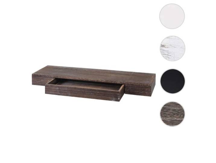Étagère murale - HWC - H37 - Bois de paulownia - 8x80x25cm - Look shabby chic - Tiroir inclus