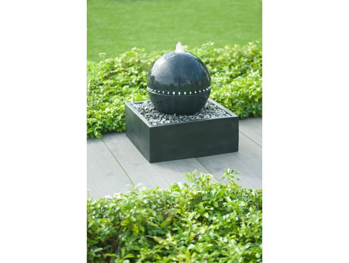 ACQUAARTE Gartenbrunnen TRIPOLI , schwarz, Wasserspiele, Dekokugel Wasserspiel mit umlaufender LED-Beleuchtung, Gartenbrunnen