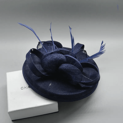 Inspire Essentials Elegant Feather Fascinator Hat For Women Wedding And Cocktail Party Headpiece navy