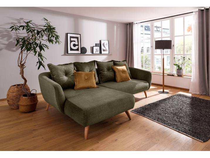Ecksofa HOME AFFAIRE Baggio formschöne Polsterecke, bequem, Breite 277cm, L-Form , grün, B:277cm H:80cm T:162cm, Sofas, Ecksofa, Zierkissen inklusive