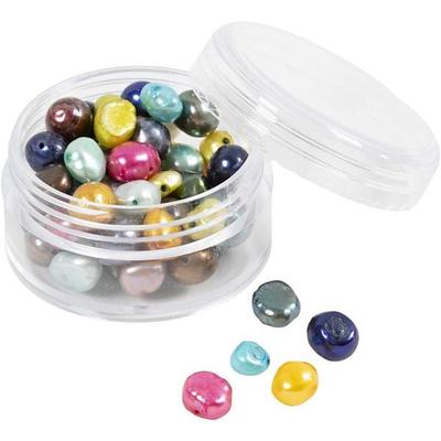 Creativ Company Süßwasserperlen, D 5-6 mm, Lochgröße 0,5 mm, Perlmuttfarben, 60 Stk