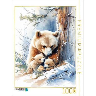 CALVENDO Puzzle Eine Bärin mit ihren Jungen | 1000 Teile Lege-Größe 64x48cm Foto-Puzzle für glückliche Stunden
