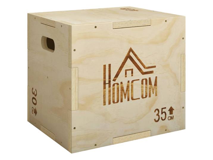 HOMCOM 3-in-1 Plyo Box Houten Plyometrische Springbox Met 3 Spronghoogtes 40,5x35,5x30,5cm Natuurhout 120kg Draagkracht Veilig Aosom.nl