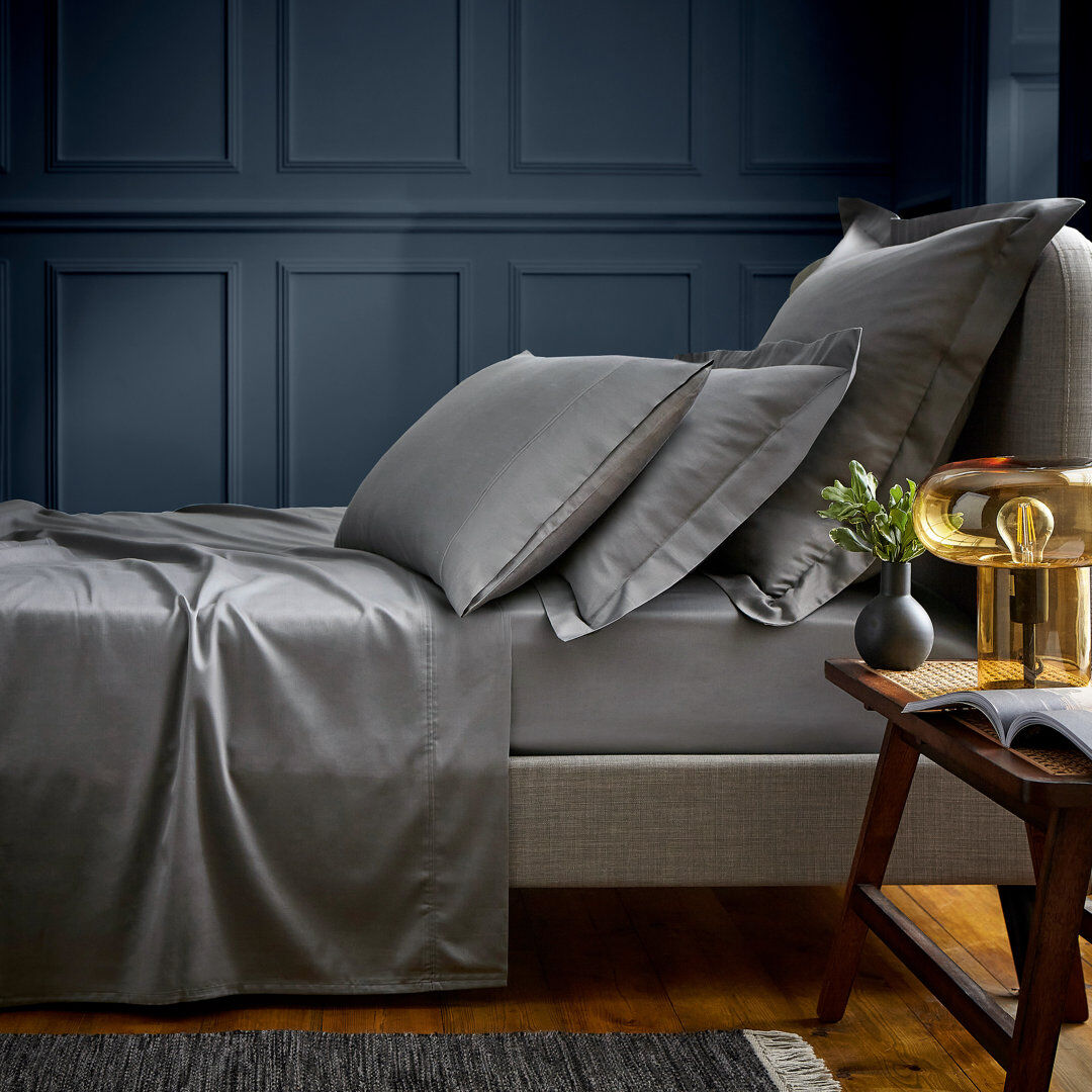 Bedeck of Belfast BOB 600TC EQYPTIAN COTTON 100% Cotton Fitted Sheet Grey Single (3')