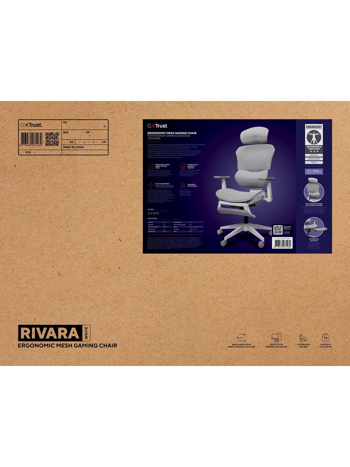 Trust GXT725W RIVARA MESH GAMING CHAIR - WHITE
