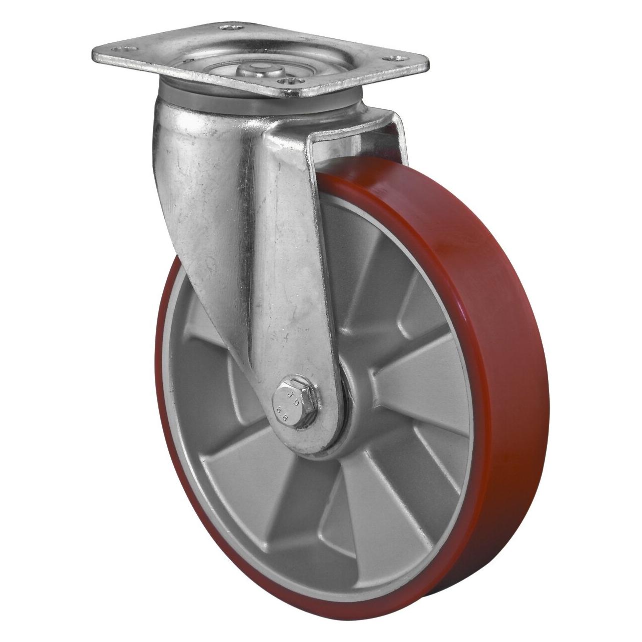 BS Rollen Schwerlastlenkrolle Rad-Ø 200 mm Tragfähigkeit 800 kg Gusspolyurethan 135 mm 110 mm (L600.B90.200)
