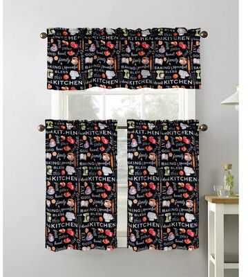 RT Designer Collection Cucina Bless Kitchen Curtain - Black