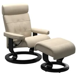 Stressless Sessel mit Hocker Erik Classic Leder Beige Batick Cream S (Small)