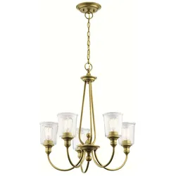 Elstead Lighting, Kronleuchter, Waverly Kronleuchter E27 5-fach Naturmessing (66 cm)