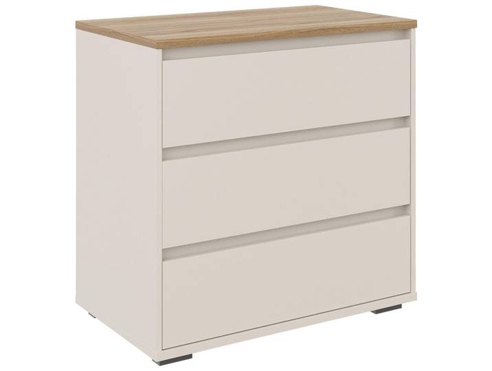 Carryhome Kommode, Eiche, Kaschmir, Kunststoff, 3 Schublade(n) Schubladen, 80.1x78.8x48 cm, Wohnzimmer, Kommoden & Sideboards, Kommoden